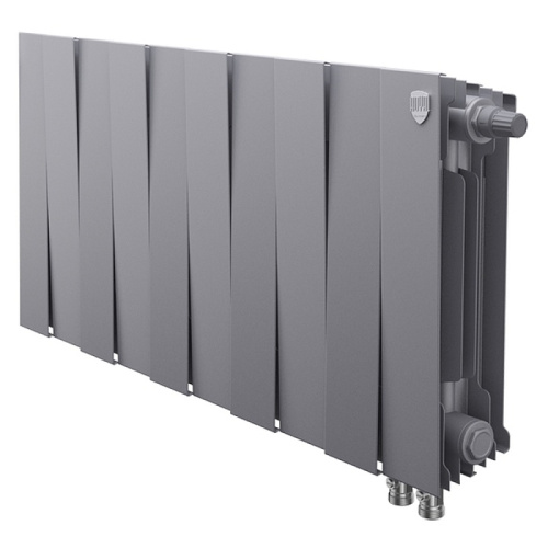 Биметаллический радиатор Royal Thermo PianoForte 300 VDR - 10 секций, нижнее справа, серебристый Silver Satin