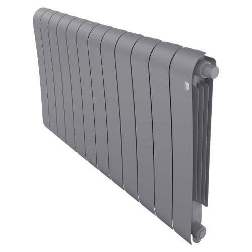 Биметаллический радиатор Royal Thermo INFINITY 500 VDR - 12 секций, нижнее справа, серебристый Silver Satin