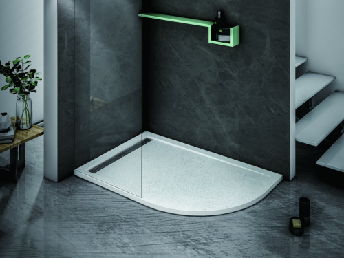 Душевой поддон 120x90 Cezares TRAY-AS-RH-120/90-550-30-W-L левый, асимметричный, литой мрамор