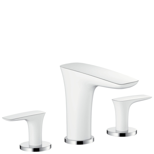 Смеситель для раковины Hansgrohe PuraVida 15073400 белый, на 3 отверстия, донный клапан