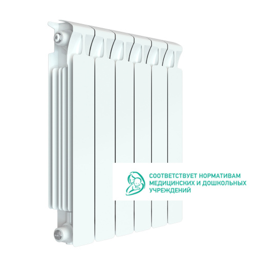 Биметаллический радиатор Rifar Monolit 500 - 6 секций, боковое, белый