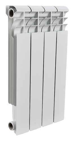 Алюминиевый радиатор Rommer Optima 500 - 4 секции, боковое, белый RAL 9016
