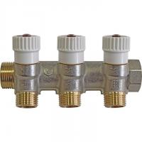Коллектор распределительный Stout 3/4", 3 отвода 1/2" плоское уплотнение SMB 6852 341203