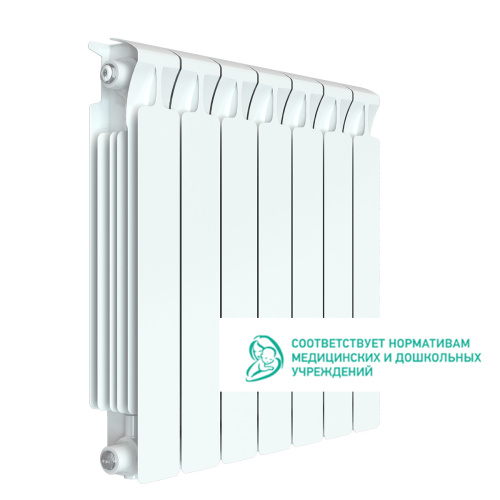 Биметаллический радиатор Rifar Monolit 500 - 7 секций, боковое, белый