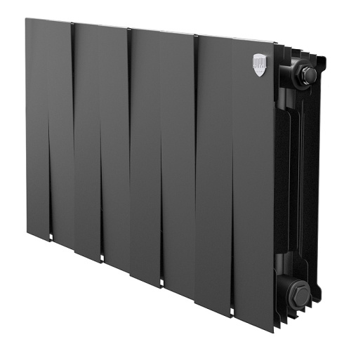 Биметаллический радиатор Royal Thermo PianoForte 300 - 8 секции, боковое, черный Noir Sable