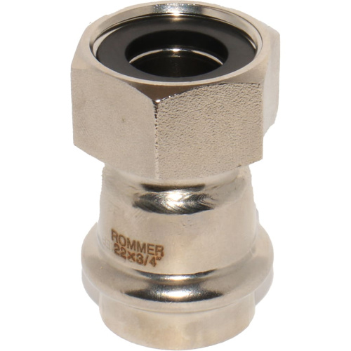 Соединитель с накидной гайкой 22x3/4" пресс, нержавеющая сталь Rommer