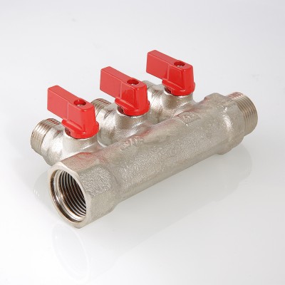 Коллектор 2 выхода Valtec 1"x1/2"Н с кранами VTc.580.N.0602