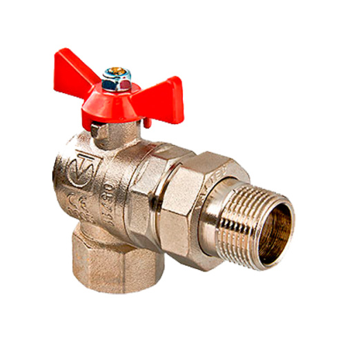 Угловой кран шаровой 3/4"ВН с американкой, белая ручка бабочка Valtec Base VT.228.NW.05