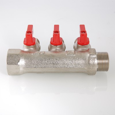 Коллектор 2 выхода Valtec 1"x1/2"Н с кранами VTc.580.N.0602