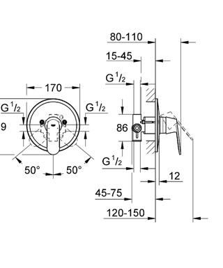 Смеситель для скрытого монтажа Grohe Eurosmart Cosmopolitan 32880000 Хром, комплект готового монтажа