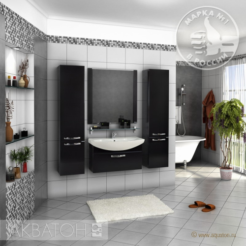Тумба Акватон Ария 80 черный, подвесная 1A141701AA950