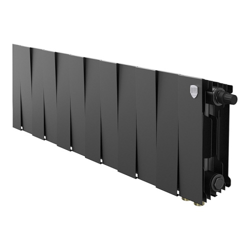 Биметаллический радиатор Royal Thermo PianoForte 200 VDR - 12 секции, нижнее справа, черный Noir Sable