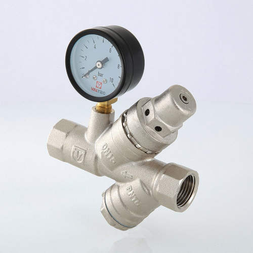 Подпиточный клапан 1/2" с фильтром и манометром Valtec VT.515.N.04