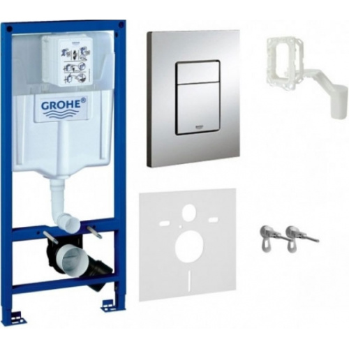 Инсталляция для унитаза 5 в 1 Grohe Rapid SL, бачок GD2, клавиша Skate Cosmopolitan, звукоизоляция, Fresh система 38827000