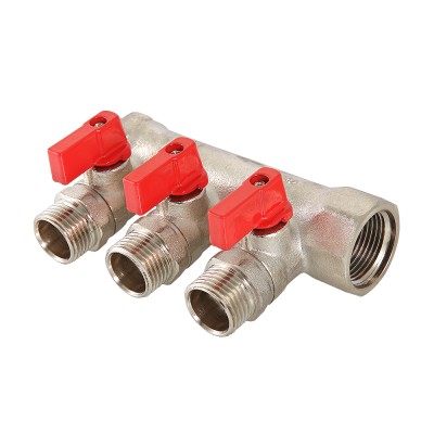 Коллектор 2 выхода Valtec 1"x1/2"Н с кранами VTc.580.N.0602