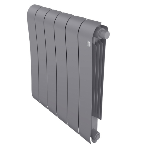 Биметаллический радиатор Royal Thermo INFINITY 500 VDR - 6 секций, нижнее справа, серебристый Silver Satin