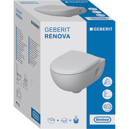 Комплект подвесного унитаза Geberit Renova, полузакрытая форма, Rimfree, с сиденьем 500.800.00.1