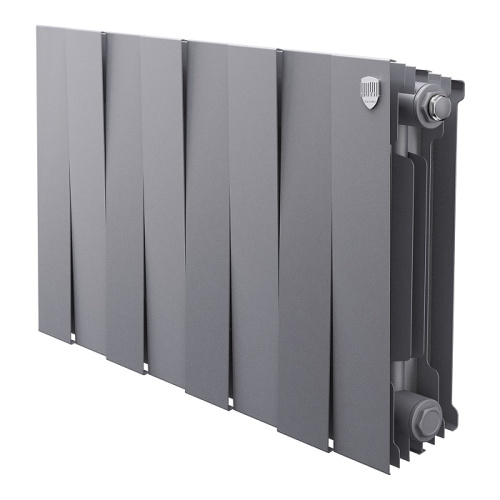 Биметаллический радиатор Royal Thermo PianoForte 300 - 8 секции, боковое, серебристый Silver Satin