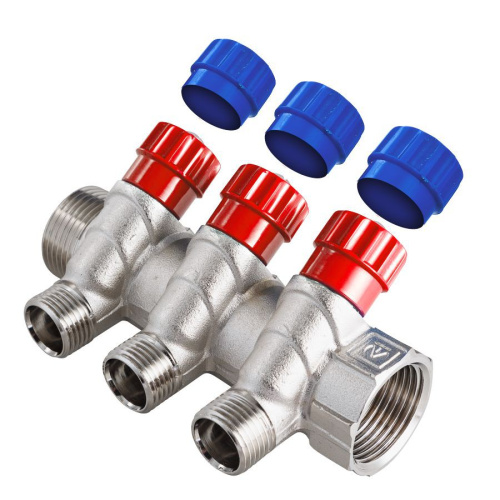 Коллектор 3 выхода Valtec 1"x1/2"Н с вентилями VTc.560.N.0603