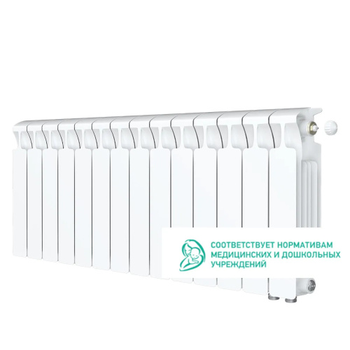 Биметаллический радиатор Rifar Monolit 300 Ventil VL - 14 секций, нижнее слева, белый