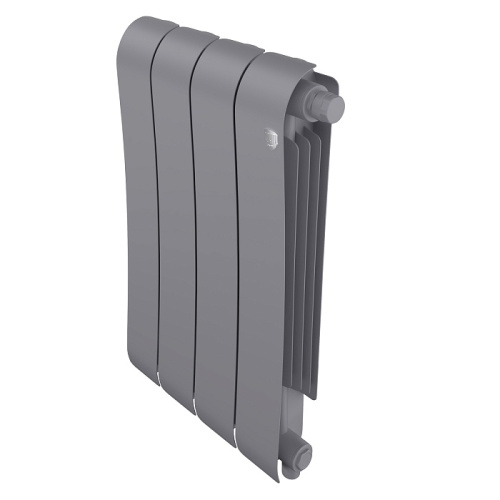 Биметаллический радиатор Royal Thermo INFINITY 500 VDR - 4 секции, нижнее справа, серебристый Silver Satin