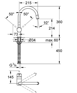 Смеситель для кухни Grohe Minta 32918000 хром, выдвижной излив