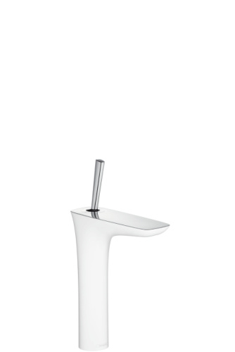 Смеситель для раковины Hansgrohe PuraVida 15081400 белый, высокий, сливной клапан Push-Open
