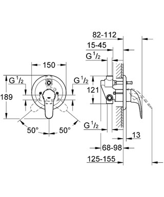 Смеситель для ванны Grohe Euroeco 32747000 Хром