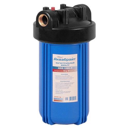 Корпус фильтра Аквабрайт Big Blue 10BB на 1", для холодной воды синий