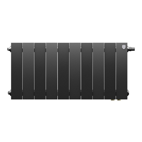 Биметаллический радиатор Royal Thermo PianoForte 300 VDR - 10 секций, нижнее справа, черный Noir Sable