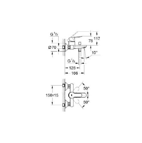 Смеситель для ванны Grohe BauEdge 23334000 Хром