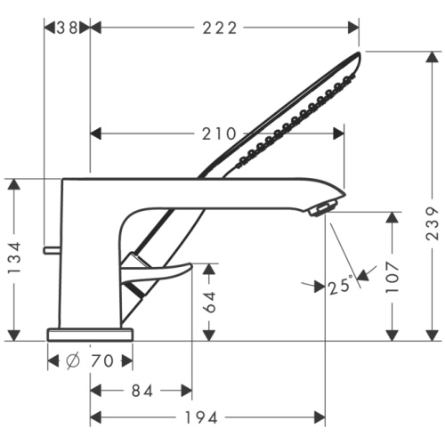 Смеситель для ванны Hansgrohe Metris 31190000 хром, на 3 отверстия