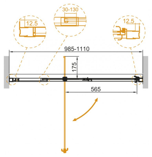 Душевая дверь в нишу Cezares VARIANTE-B-1-100/110-C-Cr