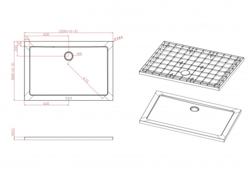 Каркас поддона SMC 120x80 Cezares TRAY-M-AH-120/80-ML