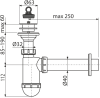 Сифон Alcaplast Ø40 для раковины, с пластмассовой peшeткой Ø63 A42