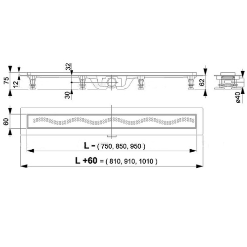 Душевой лоток Alcaplast Simple APZ9-850M, L 850 мм пластик, с решеткой из нержавеющей стали, матовый