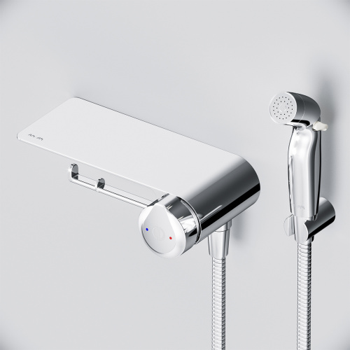 Гигиенический душ со смесителем Am.Pm X-Joy F0H85A800 хром, встраиваемый, полка, шланг 1200, держатель туалетной бумаги