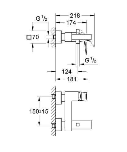 Смеситель для ванны Grohe Eurocube 23140000 Хром