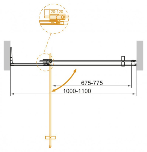 Душевая дверь в нишу Cezares SLIDER-B-1-80/90-C-Cr