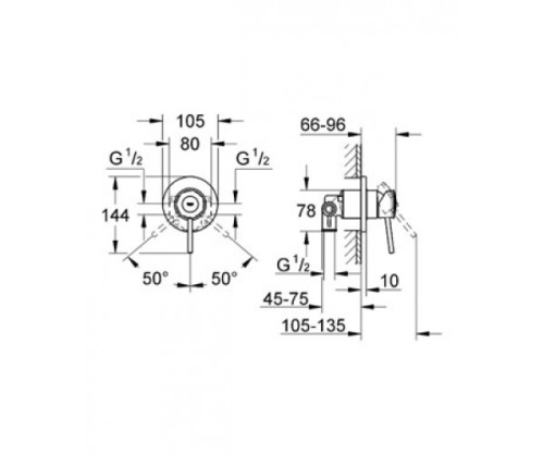 Смеситель для душа Grohe BauClassic 29048000 Хром, скрытая часть