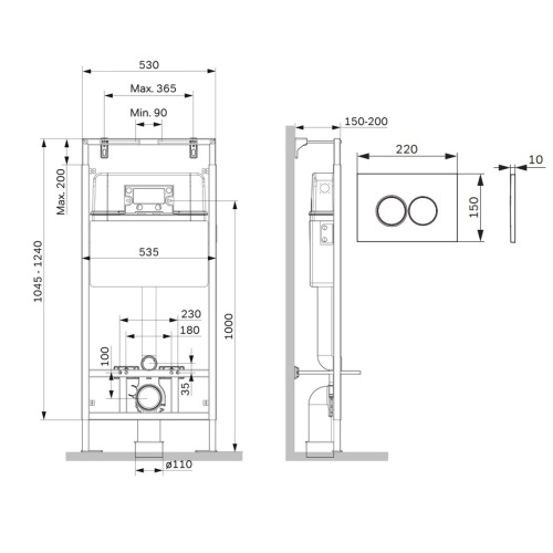 Инсталляция для унитаза Am.Pm MasterFit I012710.0151 с клавишей ProC L хром