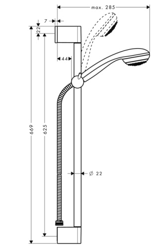 Душевой набор Hansgrohe Mono штанга 65 см, лейка Crometta 85 хром 27728000