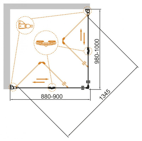 Душевой уголок 90x100 Cezares ECO-O-ASH-2-90/100-C-Cr