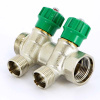 Коллектор 2 выхода Tiemme 3/4"x1/2"евроконус с вентилями, никелированый 1840003