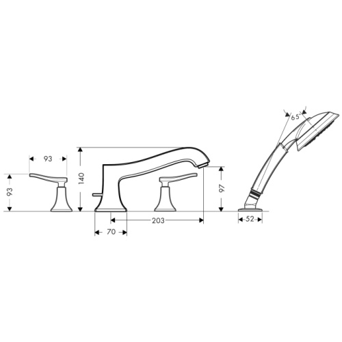 Смеситель для ванны Hansgrohe Metris Classic 31314000 хром, на 4 отверстия