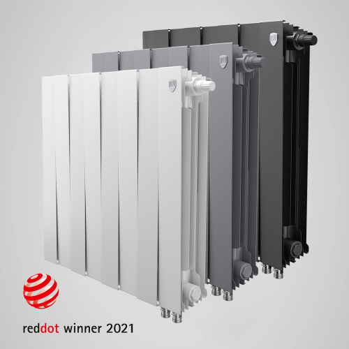 Биметаллический радиатор Royal Thermo PianoForte 500 VDR - 8 секций, нижнее справа, белый Bianco Traffico