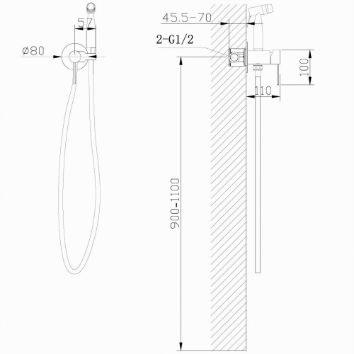 Смеситель ABBER Wasser Kreis AF8125NG с гигиеническим душем, никель