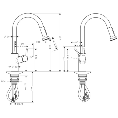 Смеситель для кухни Hansgrohe Talis S2 Variarc 14877000 хром, выдвижной излив
