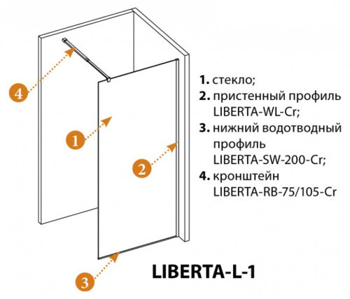 Душевая перегородка Cezares LIBERTA-L-1-90-BR-NERO
