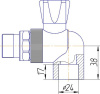 Кран разборный угловой Kalde 25x3/4"Н полипропилен 3242-vre-250c00